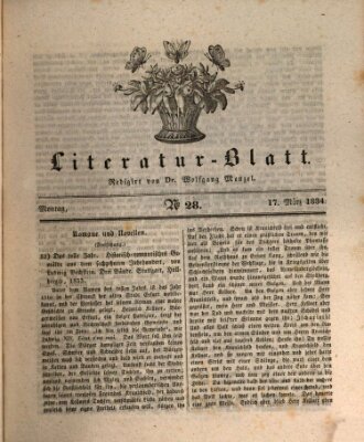 Morgenblatt für gebildete Stände. Literatur-Blatt (Morgenblatt für gebildete Stände) Montag 17. März 1834