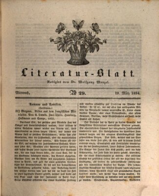 Morgenblatt für gebildete Stände. Literatur-Blatt (Morgenblatt für gebildete Stände) Mittwoch 19. März 1834