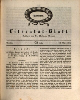 Morgenblatt für gebildete Stände. Literatur-Blatt (Morgenblatt für gebildete Stände) Montag 12. Mai 1834