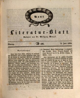 Morgenblatt für gebildete Stände. Literatur-Blatt (Morgenblatt für gebildete Stände) Montag 2. Juni 1834