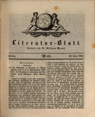 Morgenblatt für gebildete Stände. Literatur-Blatt (Morgenblatt für gebildete Stände) Freitag 20. Juni 1834