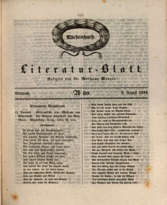 Morgenblatt für gebildete Stände. Literatur-Blatt (Morgenblatt für gebildete Stände) Mittwoch 6. August 1834