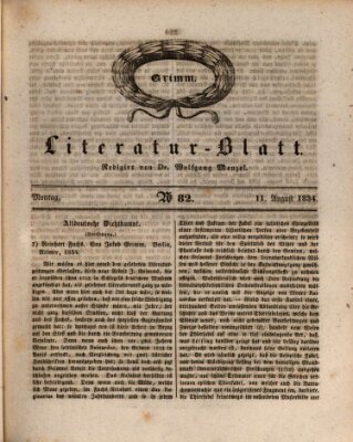 Morgenblatt für gebildete Stände. Literatur-Blatt (Morgenblatt für gebildete Stände) Montag 11. August 1834