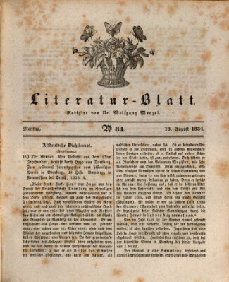 Morgenblatt für gebildete Stände. Literatur-Blatt (Morgenblatt für gebildete Stände) Montag 18. August 1834