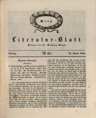 Morgenblatt für gebildete Stände. Literatur-Blatt (Morgenblatt für gebildete Stände) Montag 25. August 1834