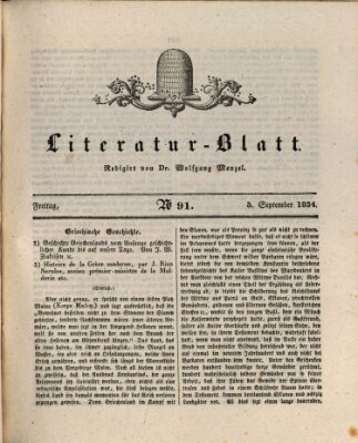 Morgenblatt für gebildete Stände. Literatur-Blatt (Morgenblatt für gebildete Stände) Freitag 5. September 1834