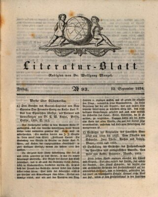 Morgenblatt für gebildete Stände. Literatur-Blatt (Morgenblatt für gebildete Stände) Freitag 12. September 1834