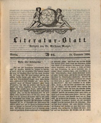 Morgenblatt für gebildete Stände. Literatur-Blatt (Morgenblatt für gebildete Stände) Montag 15. September 1834