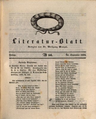 Morgenblatt für gebildete Stände. Literatur-Blatt (Morgenblatt für gebildete Stände) Freitag 19. September 1834