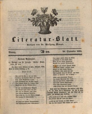 Morgenblatt für gebildete Stände. Literatur-Blatt (Morgenblatt für gebildete Stände) Montag 29. September 1834