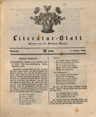 Morgenblatt für gebildete Stände. Literatur-Blatt (Morgenblatt für gebildete Stände) Mittwoch 1. Oktober 1834