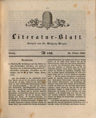 Morgenblatt für gebildete Stände. Literatur-Blatt (Morgenblatt für gebildete Stände) Freitag 24. Oktober 1834