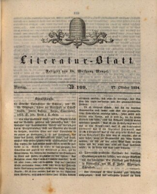 Morgenblatt für gebildete Stände. Literatur-Blatt (Morgenblatt für gebildete Stände) Montag 27. Oktober 1834