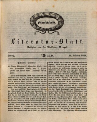 Morgenblatt für gebildete Stände. Literatur-Blatt (Morgenblatt für gebildete Stände) Freitag 31. Oktober 1834