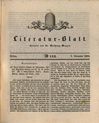 Morgenblatt für gebildete Stände. Literatur-Blatt (Morgenblatt für gebildete Stände) Freitag 7. November 1834