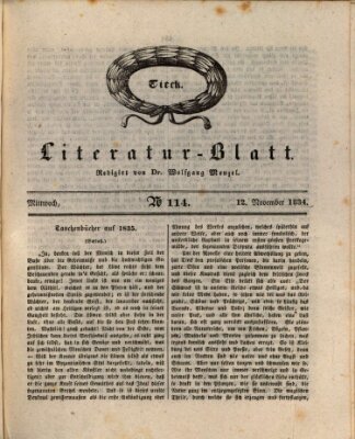 Morgenblatt für gebildete Stände. Literatur-Blatt (Morgenblatt für gebildete Stände) Mittwoch 12. November 1834