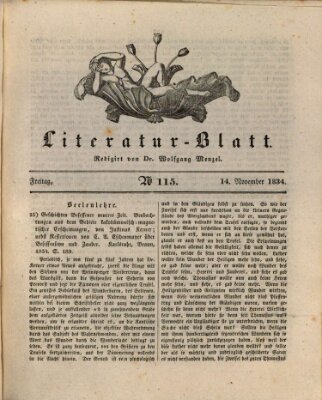 Morgenblatt für gebildete Stände. Literatur-Blatt (Morgenblatt für gebildete Stände) Freitag 14. November 1834