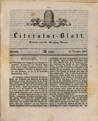 Morgenblatt für gebildete Stände. Literatur-Blatt (Morgenblatt für gebildete Stände) Mittwoch 3. Dezember 1834