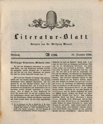 Morgenblatt für gebildete Stände. Literatur-Blatt (Morgenblatt für gebildete Stände) Mittwoch 17. Dezember 1834