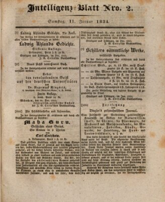 Morgenblatt für gebildete Stände. Literatur-Blatt (Morgenblatt für gebildete Stände) Samstag 11. Januar 1834