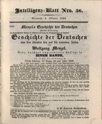 Morgenblatt für gebildete Stände. Literatur-Blatt (Morgenblatt für gebildete Stände) Mittwoch 8. Oktober 1834