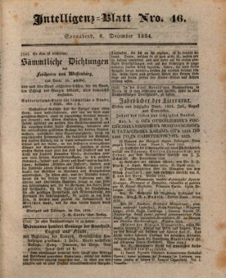 Morgenblatt für gebildete Stände. Literatur-Blatt (Morgenblatt für gebildete Stände) Samstag 6. Dezember 1834