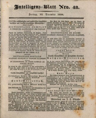 Morgenblatt für gebildete Stände. Literatur-Blatt (Morgenblatt für gebildete Stände) Freitag 12. Dezember 1834