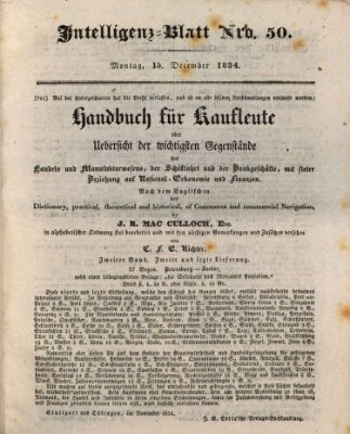 Morgenblatt für gebildete Stände. Literatur-Blatt (Morgenblatt für gebildete Stände) Montag 15. Dezember 1834