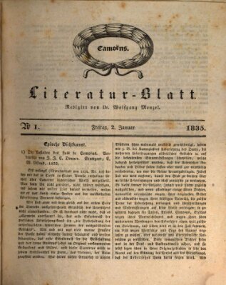 Morgenblatt für gebildete Stände. Literatur-Blatt (Morgenblatt für gebildete Stände) Freitag 2. Januar 1835