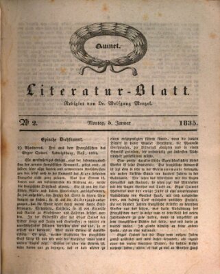 Morgenblatt für gebildete Stände. Literatur-Blatt (Morgenblatt für gebildete Stände) Montag 5. Januar 1835