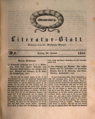 Morgenblatt für gebildete Stände. Literatur-Blatt (Morgenblatt für gebildete Stände) Freitag 16. Januar 1835