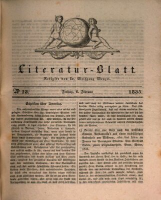 Morgenblatt für gebildete Stände. Literatur-Blatt (Morgenblatt für gebildete Stände) Freitag 6. Februar 1835