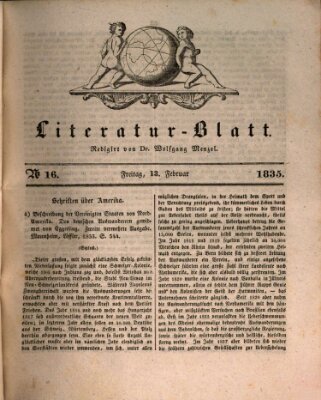 Morgenblatt für gebildete Stände. Literatur-Blatt (Morgenblatt für gebildete Stände) Freitag 13. Februar 1835