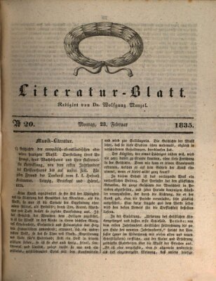 Morgenblatt für gebildete Stände. Literatur-Blatt (Morgenblatt für gebildete Stände) Montag 23. Februar 1835