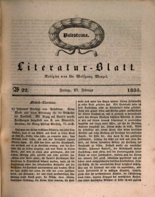 Morgenblatt für gebildete Stände. Literatur-Blatt (Morgenblatt für gebildete Stände) Freitag 27. Februar 1835