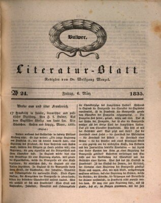 Morgenblatt für gebildete Stände. Literatur-Blatt (Morgenblatt für gebildete Stände) Freitag 6. März 1835