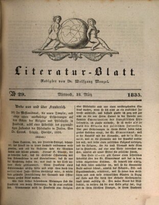 Morgenblatt für gebildete Stände. Literatur-Blatt (Morgenblatt für gebildete Stände) Mittwoch 18. März 1835