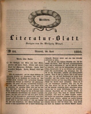 Morgenblatt für gebildete Stände. Literatur-Blatt (Morgenblatt für gebildete Stände) Mittwoch 29. April 1835