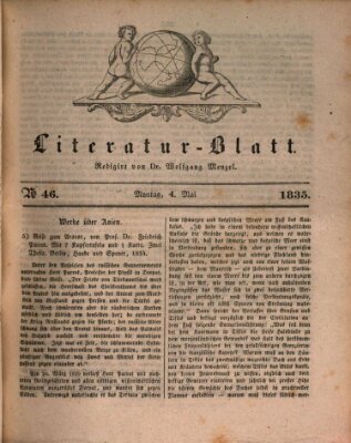Morgenblatt für gebildete Stände. Literatur-Blatt (Morgenblatt für gebildete Stände) Montag 4. Mai 1835