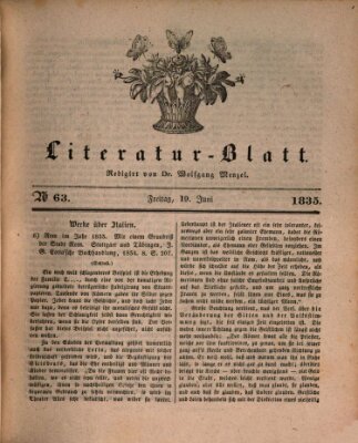 Morgenblatt für gebildete Stände. Literatur-Blatt (Morgenblatt für gebildete Stände) Freitag 19. Juni 1835