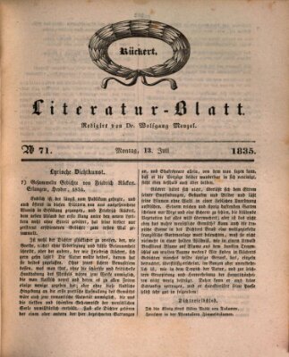 Morgenblatt für gebildete Stände. Literatur-Blatt (Morgenblatt für gebildete Stände) Montag 13. Juli 1835