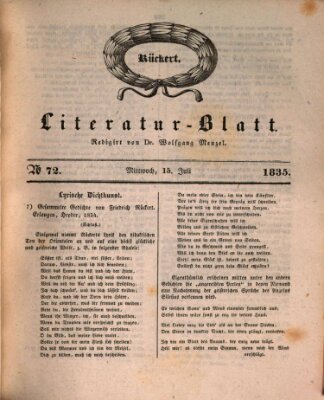 Morgenblatt für gebildete Stände. Literatur-Blatt (Morgenblatt für gebildete Stände) Mittwoch 15. Juli 1835