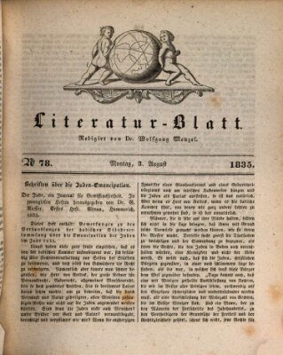 Morgenblatt für gebildete Stände. Literatur-Blatt (Morgenblatt für gebildete Stände) Montag 3. August 1835