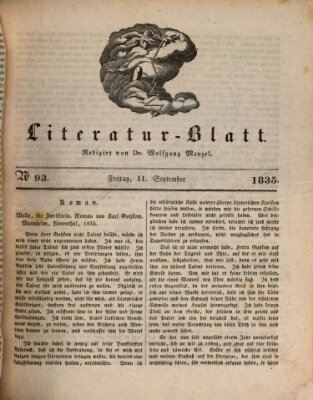 Morgenblatt für gebildete Stände. Literatur-Blatt (Morgenblatt für gebildete Stände) Freitag 11. September 1835