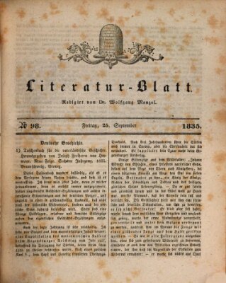 Morgenblatt für gebildete Stände. Literatur-Blatt (Morgenblatt für gebildete Stände) Freitag 25. September 1835