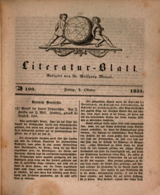 Morgenblatt für gebildete Stände. Literatur-Blatt (Morgenblatt für gebildete Stände) Freitag 2. Oktober 1835