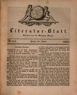 Morgenblatt für gebildete Stände. Literatur-Blatt (Morgenblatt für gebildete Stände) Freitag 30. Oktober 1835