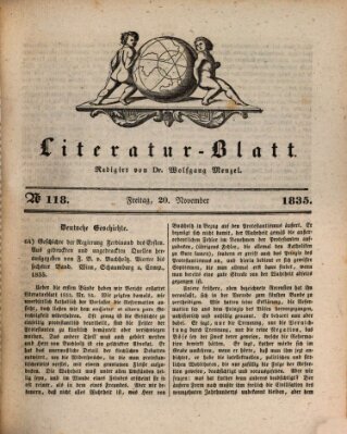 Morgenblatt für gebildete Stände. Literatur-Blatt (Morgenblatt für gebildete Stände) Freitag 20. November 1835