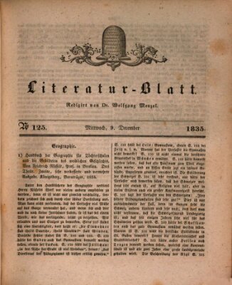 Morgenblatt für gebildete Stände. Literatur-Blatt (Morgenblatt für gebildete Stände) Mittwoch 9. Dezember 1835