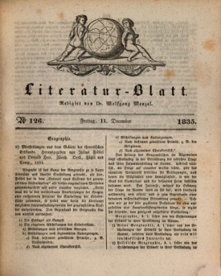 Morgenblatt für gebildete Stände. Literatur-Blatt (Morgenblatt für gebildete Stände) Freitag 11. Dezember 1835